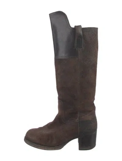 Pre-owned Frye Leather Western Boots In Brown