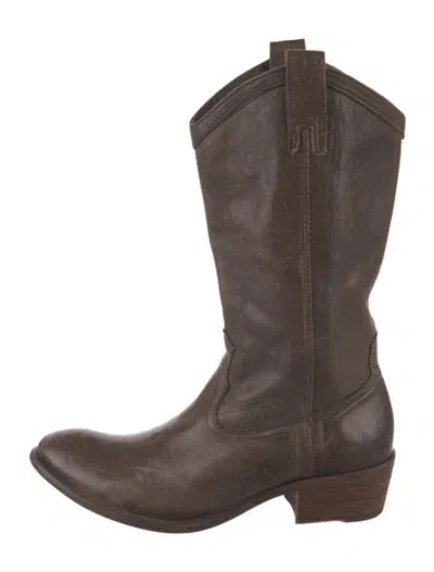 Pre-owned Frye Leather Western Boots In Brown