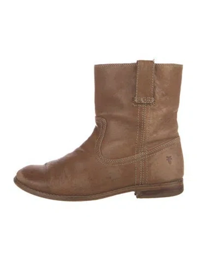 Pre-owned Frye Leather Western Boots In Brown