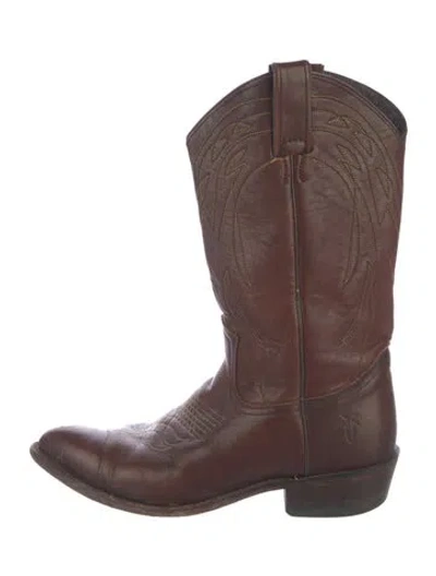 Pre-owned Frye Leather Western Boots In Brown