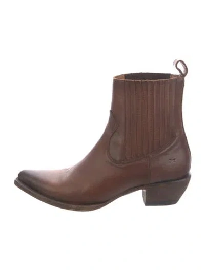 Pre-owned Frye Leather Western Boots In Brown