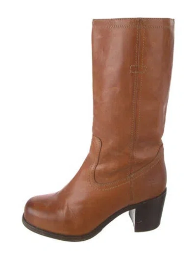 Pre-owned Frye Leather Western Boots In Brown