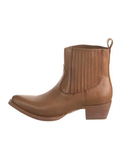 Pre-owned Frye Leather Western Boots In Brown