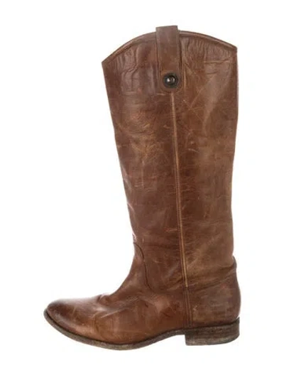 Pre-owned Frye Leather Western Boots In Brown