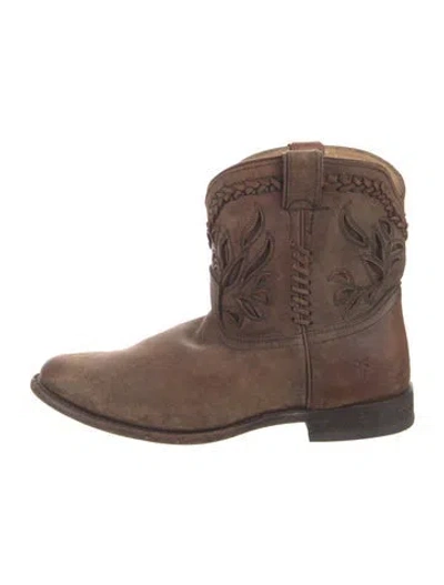Pre-owned Frye Leather Western Boots In Brown