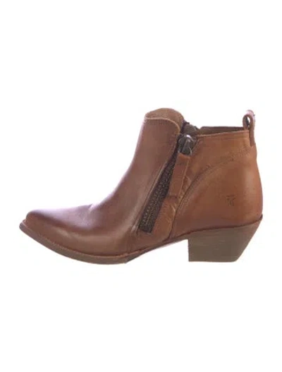 Pre-owned Frye Leather Western Boots In Brown