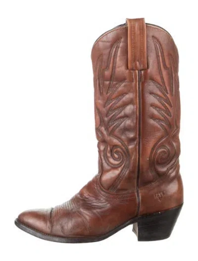 Pre-owned Frye Leather Western Boots In Brown