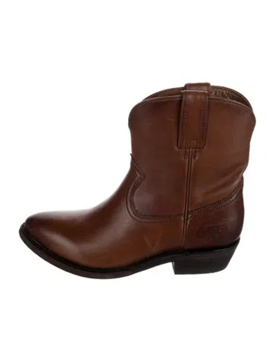 Pre-owned Frye Leather Western Boots In Brown