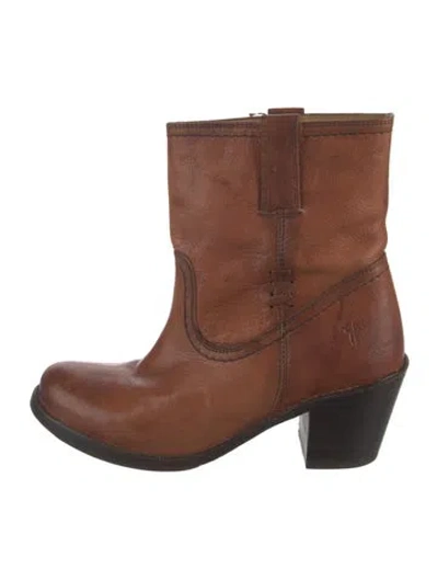 Pre-owned Frye Leather Western Boots In Brown