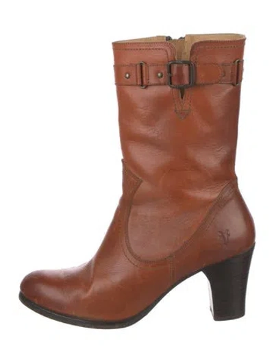 Pre-owned Frye Leather Western Boots In Brown