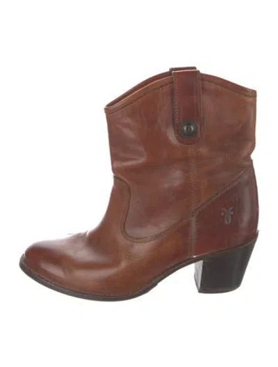 Pre-owned Frye Leather Western Boots In Brown