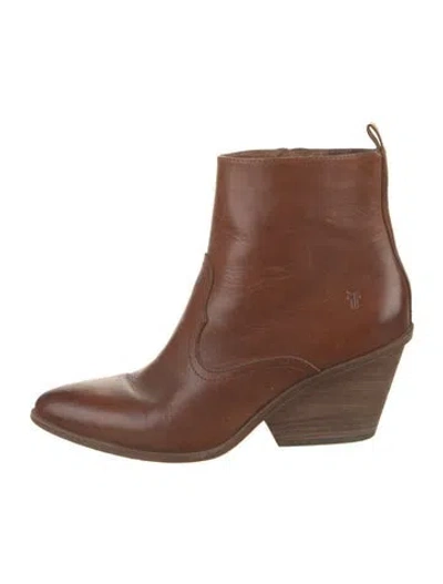 Pre-owned Frye Leather Western Boots In Brown