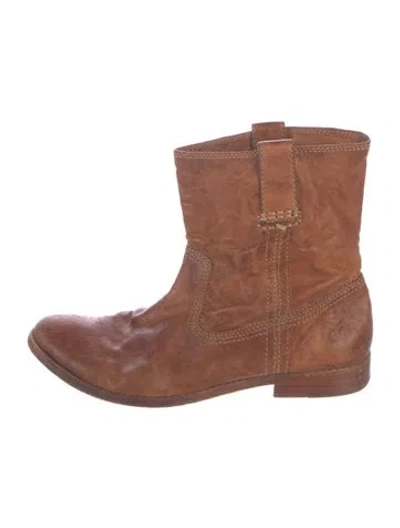 Pre-owned Frye Leather Western Boots In Brown