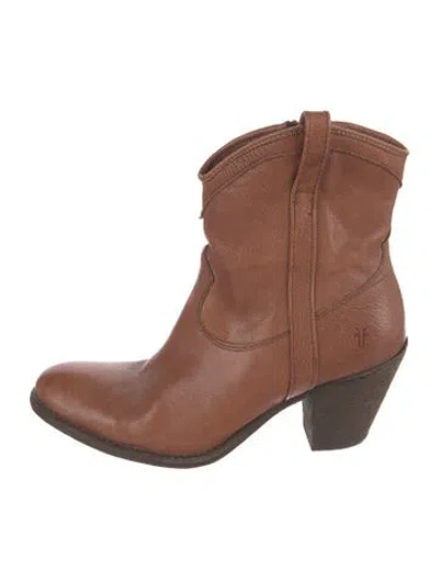 Pre-owned Frye Leather Western Boots In Brown