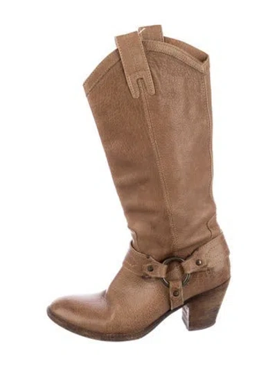 Pre-owned Frye Leather Western Boots In Brown