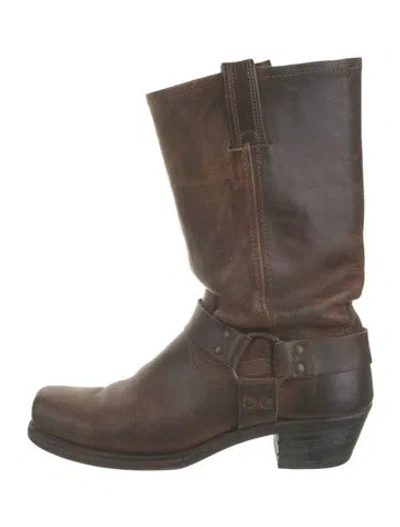 Pre-owned Frye Leather Western Boots In Brown