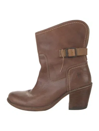 Pre-owned Frye Leather Western Boots In Brown