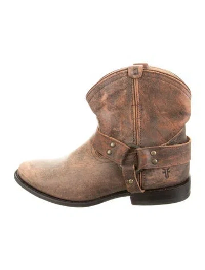 Pre-owned Frye Leather Western Boots In Brown