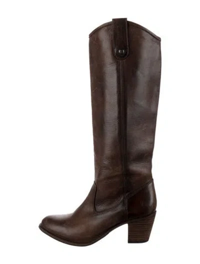 Pre-owned Frye Leather Western Boots In Brown