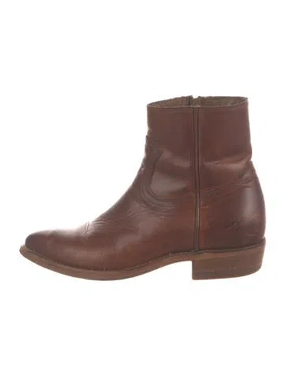 Pre-owned Frye Leather Western Boots In Brown