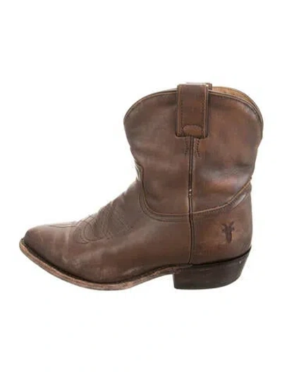 Pre-owned Frye Leather Western Boots In Brown