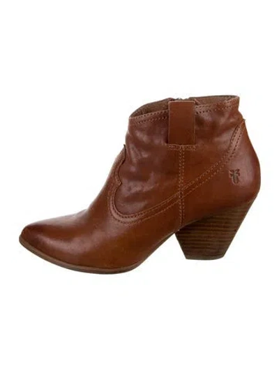 Pre-owned Frye Leather Western Boots In Brown
