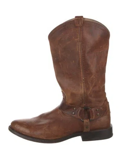 Pre-owned Frye Leather Western Boots In Brown