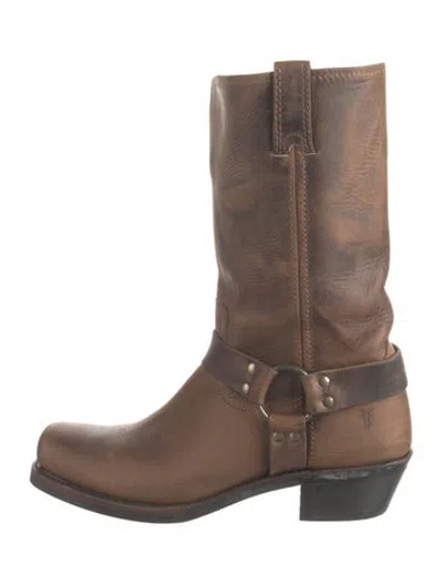 Pre-owned Frye Leather Western Boots In Brown