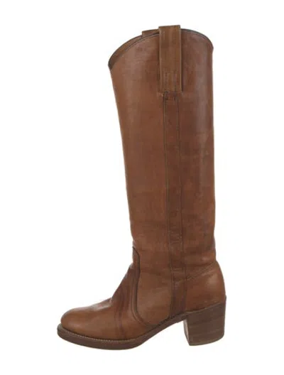 Pre-owned Frye Leather Western Boots In Brown