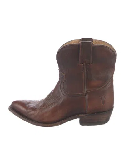 Pre-owned Frye Leather Western Boots In Brown