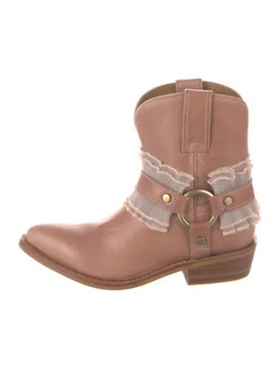 Pre-owned Frye Leather Western Boots In Brown