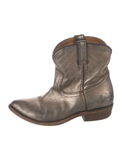 Pre-owned Frye Leather Western Boots In Gold