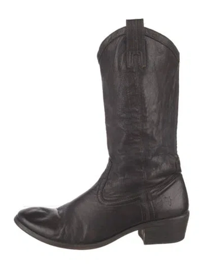 Pre-owned Frye Leather Western Boots In Gray