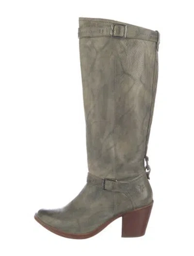 Pre-owned Frye Leather Western Boots In Green