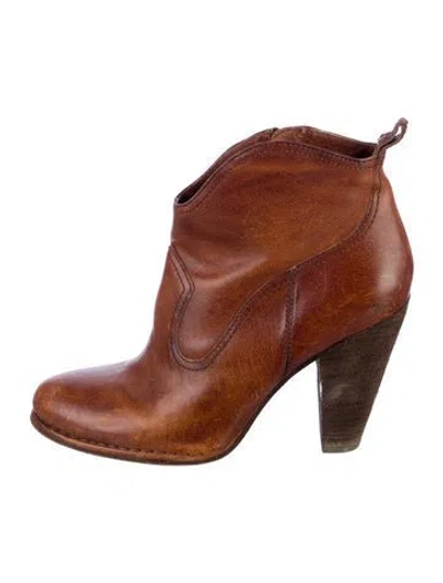 Pre-owned Frye Leather Western Boots In Neutral