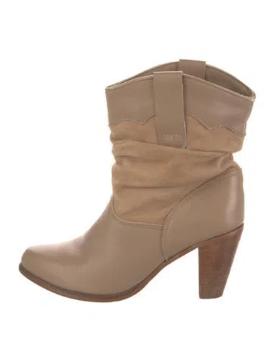 Pre-owned Frye Leather Western Boots In Neutral