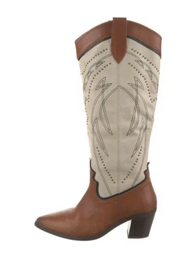 Pre-owned Frye Leather Western Boots In Neutral