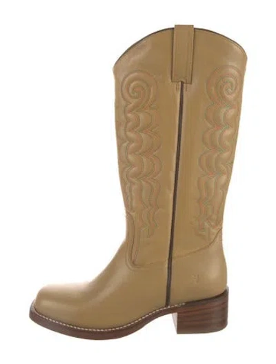 Pre-owned Frye Leather Western Boots In Neutrals