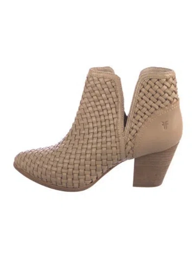 Pre-owned Frye Leather Western Boots In Neutrals