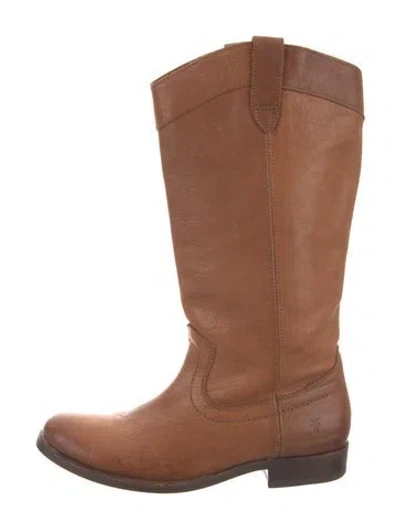 Pre-owned Frye Leather Western Boots In Neutrals