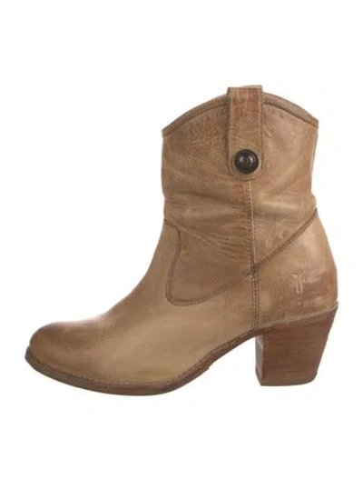 Pre-owned Frye Leather Western Boots In Neutrals