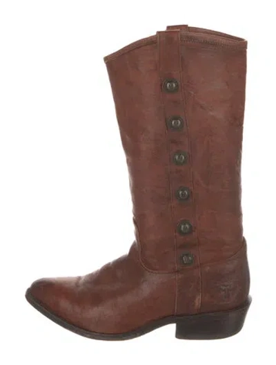 Pre-owned Frye Leather Western Boots In Orange