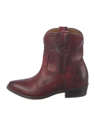 Pre-owned Frye Leather Western Boots In Red