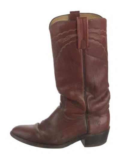 Pre-owned Frye Leather Western Boots In Red