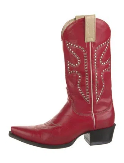 Pre-owned Frye Leather Western Boots In Red