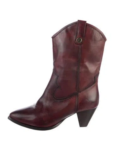 Pre-owned Frye Leather Western Boots In Red