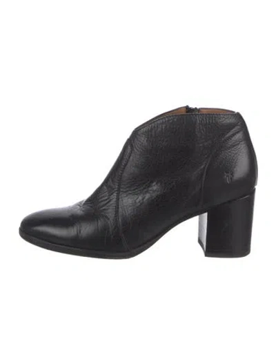 Pre-owned Frye Leather Whipstitch Trim Boots In Black