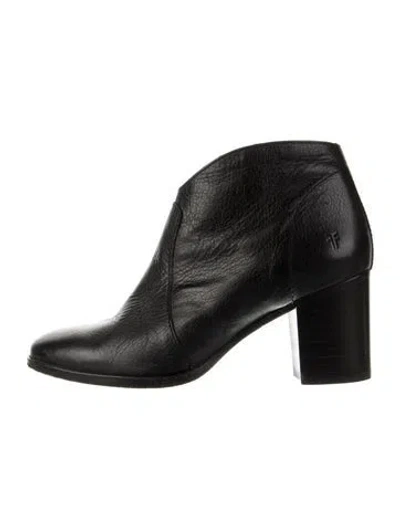 Pre-owned Frye Leather Whipstitch Trim Boots In Black