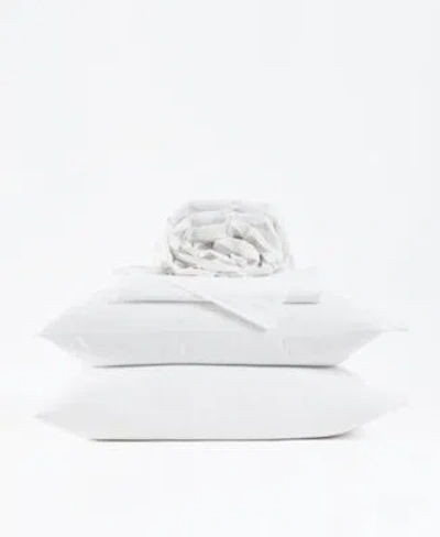 Frye Linen Weave 200 Thread Count Cotton Sheet Set In White