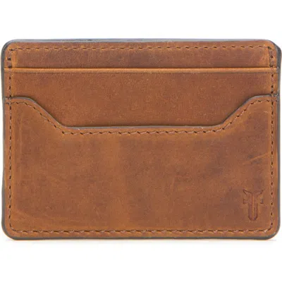 Frye Logan Leather Money Clip Card Case In Brown